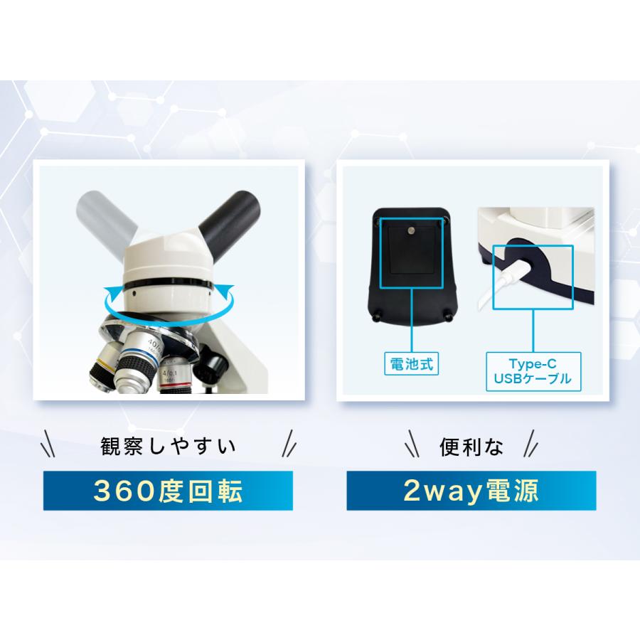 単眼顕微鏡 FieldNew 【学びが深まる12Pガイド付き】単眼生物顕微鏡｜40X-1000X