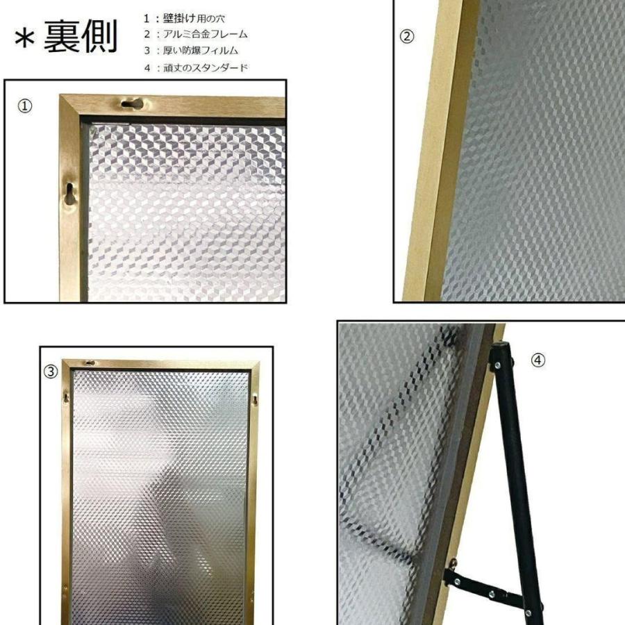 スタンドミラー 姿見鏡 全身鏡 大型 直角 軽量 150cmx40cm ゴールド スタンドミラー 姿見鏡 全身鏡 大型 直角 軽量 おしゃれ