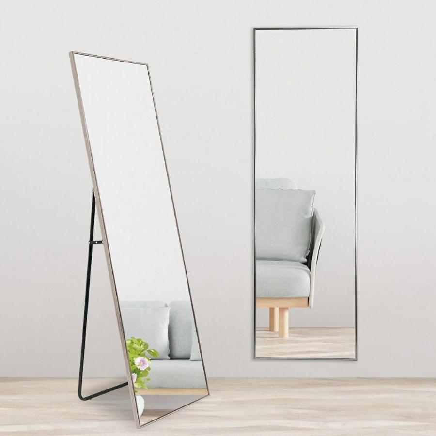 スタンドミラー 150cmx40cm 全身鏡 ブラック 1423 ウォール ミラー 全身