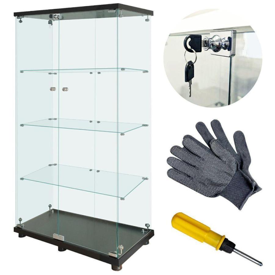 ガラスケース 4段両扉 コレクションケース フィギュア 棚 ショーケース2002 ガラスケース 4段両扉 コレクション フィギュア 棚 ショーケース 黒 2002