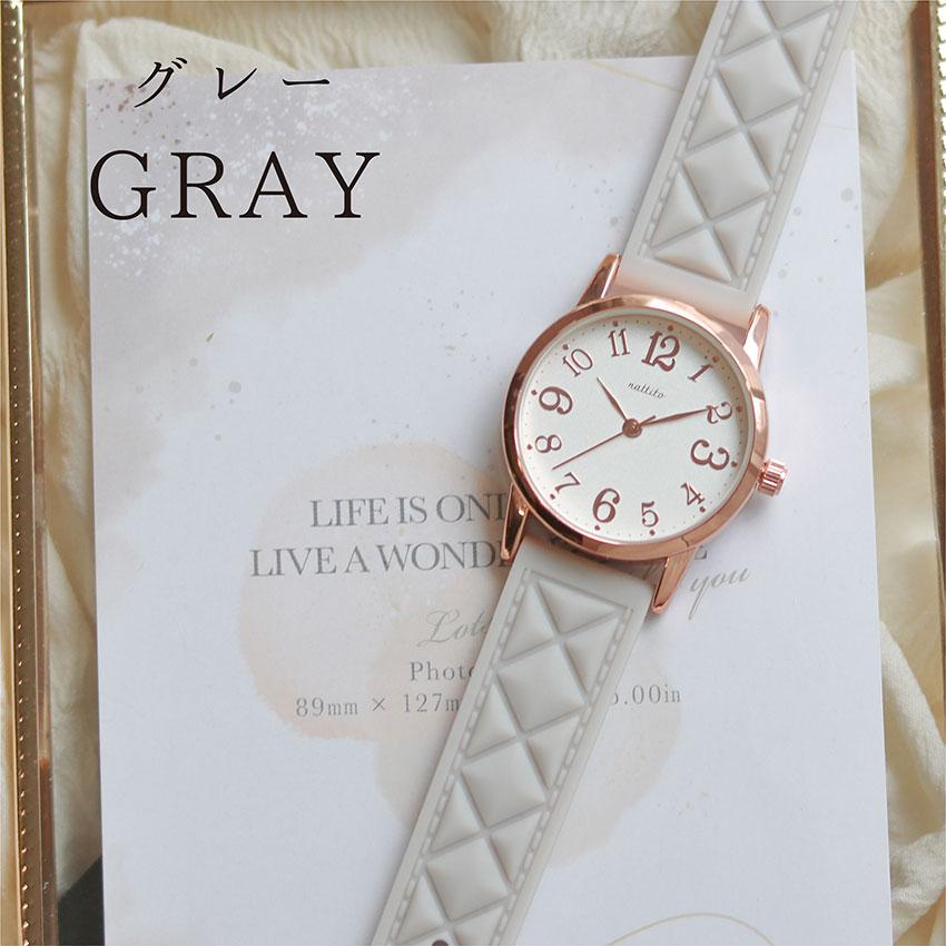 腕時計 レディース シリコンベルト ロキ キルティング風　くすみカラー  見やすい ビジネス  通学 トレンド プレゼント 可愛い プチプラ フィールドワーク | field work | 15