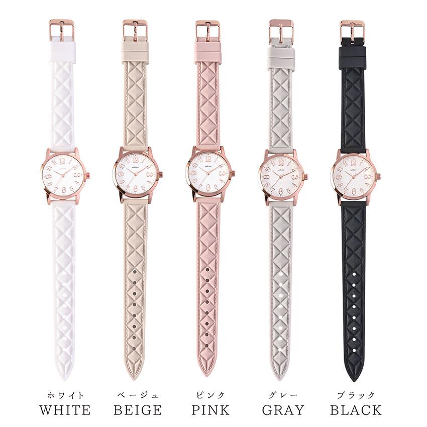 腕時計 レディース シリコンベルト ロキ キルティング風　くすみカラー  見やすい ビジネス  通学 トレンド プレゼント 可愛い プチプラ フィールドワーク | field work | 07