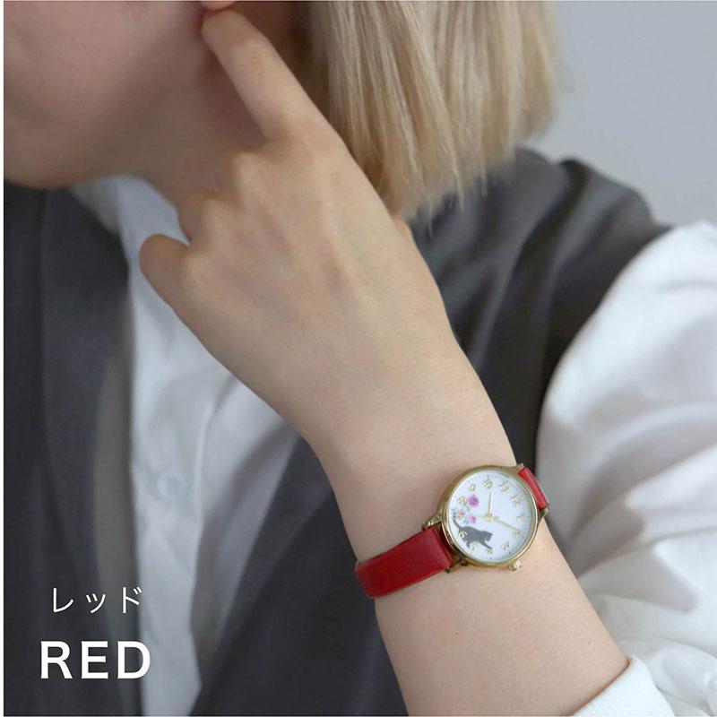 腕時計 レディース ミュレ ネコ 猫 ネコモチーフ 花 可愛い 水彩風 動物 アニマル モフッテ mofute にゃんこ 猫 通勤 通学 仕事 子ども キッズ フィールドワーク | field work | 15