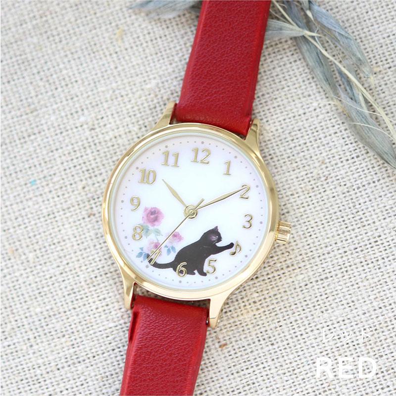 腕時計 レディース ミュレ ネコ 猫 ネコモチーフ 花 可愛い 水彩風 動物 アニマル モフッテ mofute にゃんこ 猫 通勤 通学 仕事 子ども キッズ フィールドワーク | field work | 16