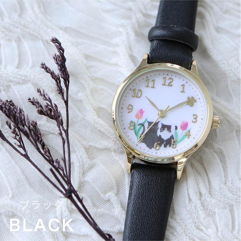 腕時計 レディース ミュレ ネコ 猫 ネコモチーフ 花 可愛い 水彩風 動物 アニマル モフッテ mofute にゃんこ 猫 通勤 通学 仕事 子ども キッズ フィールドワーク | field work | 18