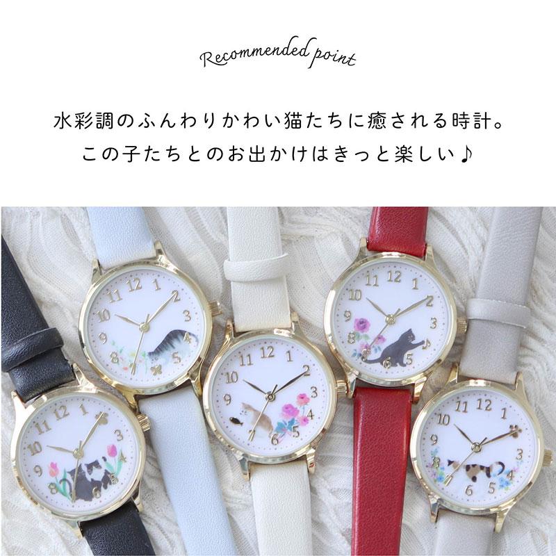 field work 腕時計 レディース ミュレ ネコ 猫 ネコモチーフ 花 可愛い