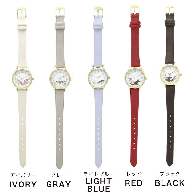 腕時計 レディース ミュレ ネコ 猫 ネコモチーフ 花 可愛い 水彩風 動物 アニマル モフッテ mofute にゃんこ 猫 通勤 通学 仕事 子ども キッズ フィールドワーク | field work | 08