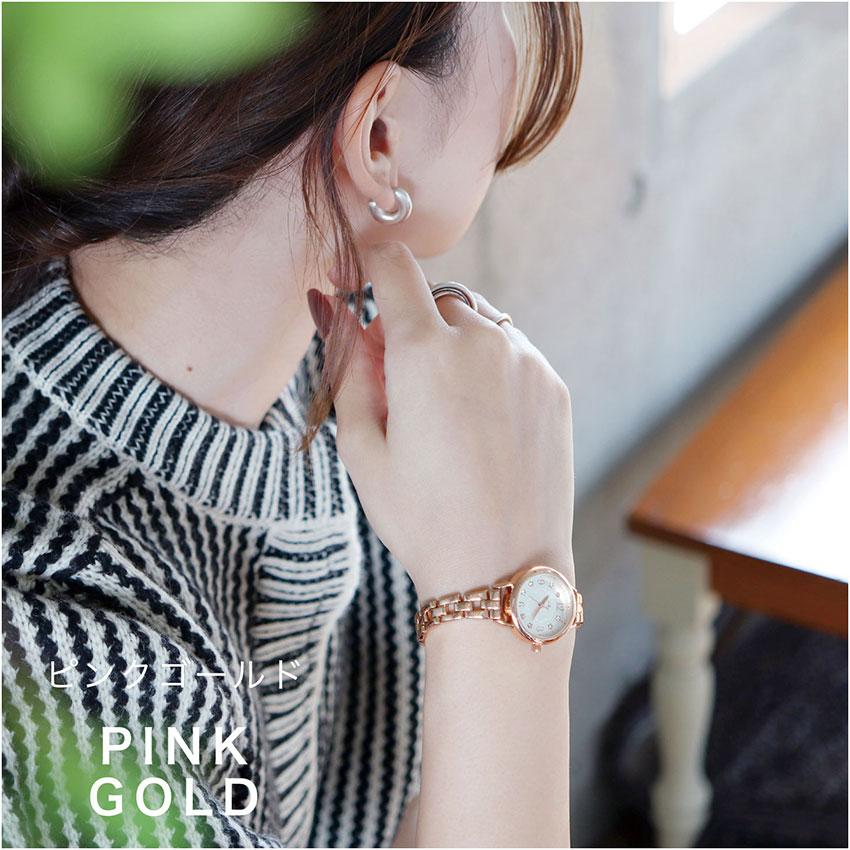 腕時計 レディース メタルベルト ラビナ ストーン 花モチーフ ニッケルフリー 可愛い 小さめ 見やすい 通勤 通学 ビジネス 三つ折りバックル フィールドワーク | field work | 12