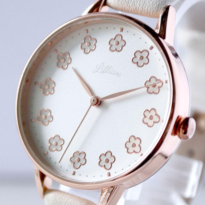 腕時計 レディース 革ベルト メアリー かわいい 花柄 上品 高見え 刻印 通勤 通学 仕事用 ビジネス くすみカラー ニュアンスカラー プチプラ フィールドワーク | field work | 06