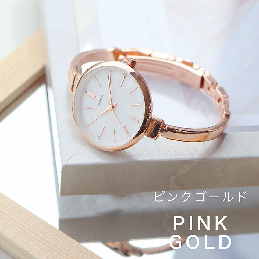 【新品電池】PEARL シェル カメオ ゴールド バングル レディース 腕時計 field work 腕時計 レディース メタル バングル ホソメタ 金属