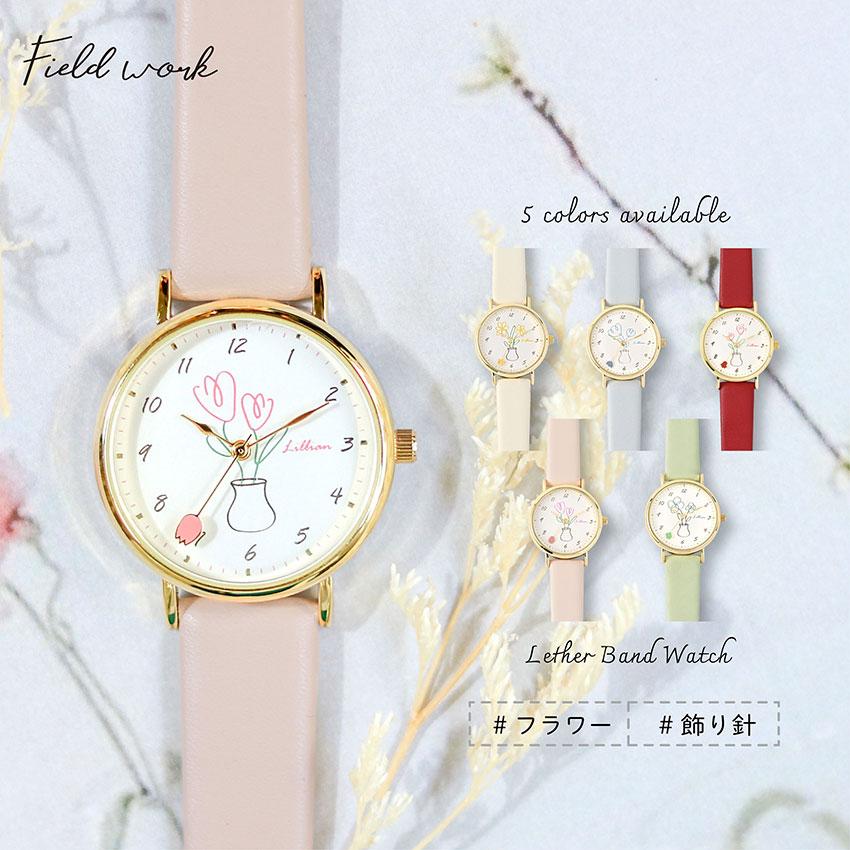 field work（フィールドワーク） 腕時計 レディース 革ベルト フラベ