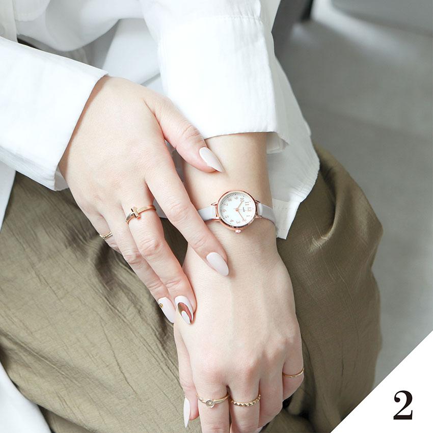 腕時計 レディース 革ベルト アーマ シンプル シェル風 パール風文字盤 かわいい 見やすい 通勤 通学 送料無料 高見え ニュアンスカラー フィールドワーク | field work | 10