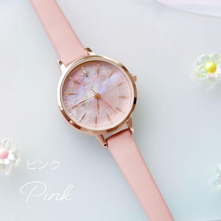 腕時計 レディース シェリス 革ベルト シンプル シェル風 パール風文字盤 かわいい 見やすい 通勤ビジネス 送料無料 小さめ 高見え  プチプラ  フィールドワーク | field work | 12