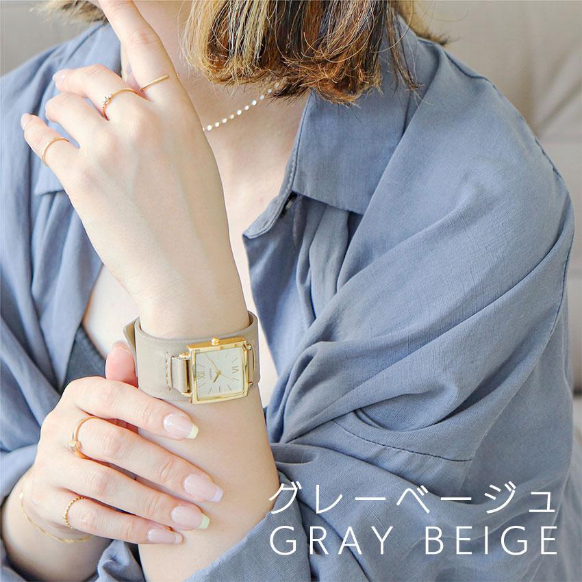 腕時計 レディース 革ベルト クルント スクエア ニュアンスカラー 個性的 パッチンブレス ビジネス 大きめ 高品質 可愛い バングル 20代 30代 フィールドワーク | field work | 09