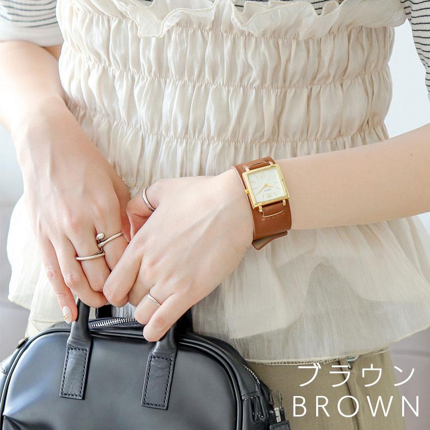 腕時計 レディース 革ベルト クルント スクエア ニュアンスカラー 個性的 パッチンブレス ビジネス 大きめ 高品質 可愛い バングル 20代 30代 フィールドワーク | field work | 13
