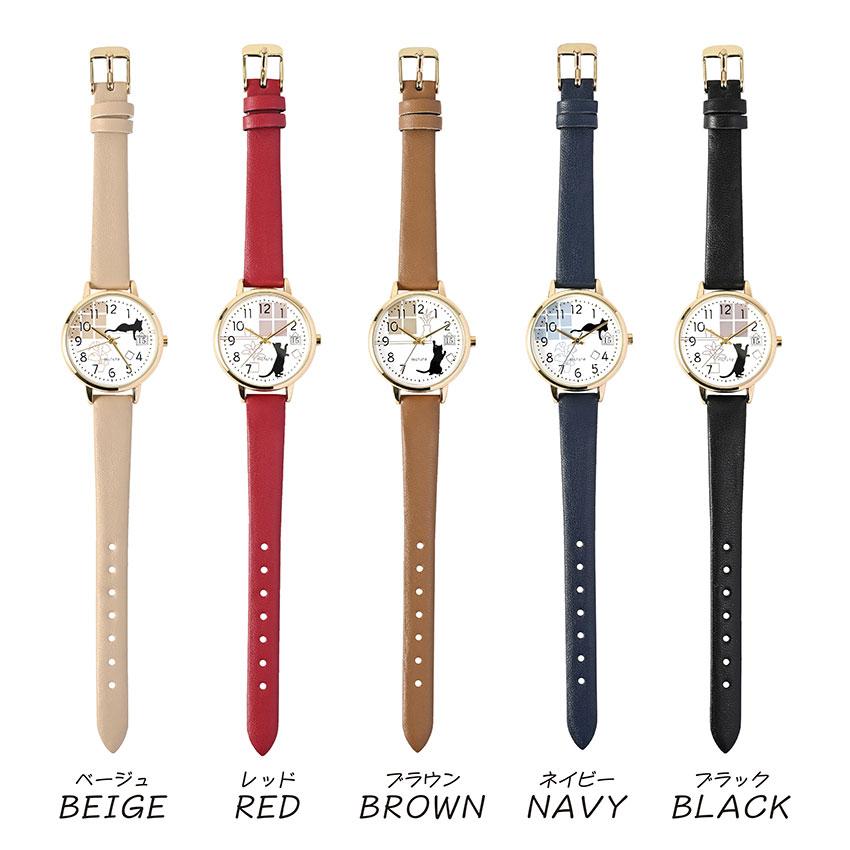 腕時計 レディース 革ベルト 日付 カレンダー ニャカレ ネコ 猫 可愛い 動物 アニマル モフッテ mofute にゃんこ 仕事 小さめ キッズ10代 20代 フィールドワーク | field work | 07
