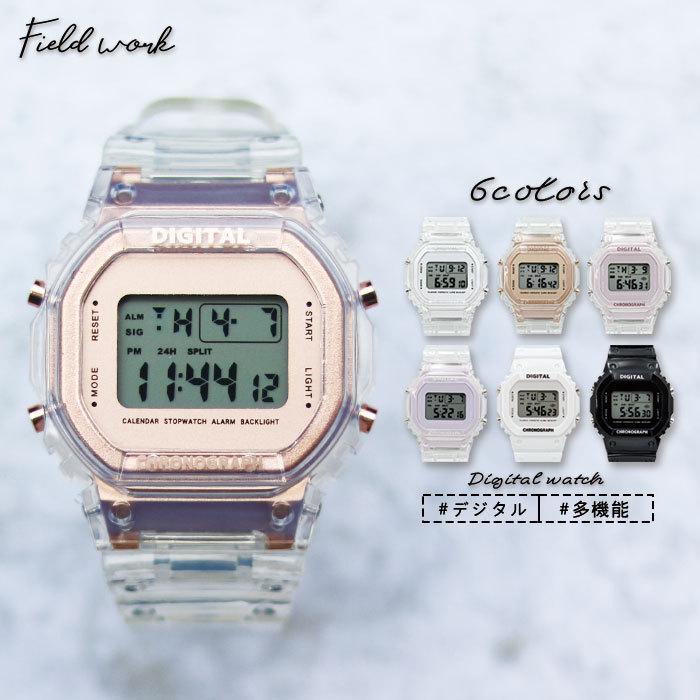 腕時計 デジタル テープ レディース メンズ ユニセックス ペア 多機能 ストップウォッチ アラーム カレンダー 夏 クリア プレゼント プチプラ 代 30代 お手頃 Ym049 フィールドワークヤフー店 通販 Yahoo ショッピング