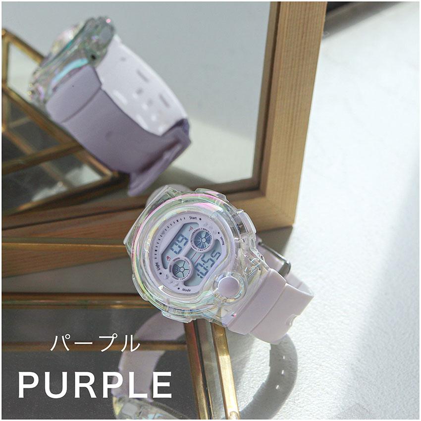 腕時計 レディース シャボン デジタル キッズ 3気圧防水 日常生活防水 カジュアル 韓国 オーロラ クリア アラーム カレンダー付 曜日 大きめ フィールドワーク | field work | 15