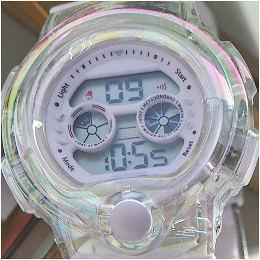 腕時計 レディース シャボン デジタル キッズ 3気圧防水 日常生活防水 カジュアル 韓国 オーロラ クリア アラーム カレンダー付 曜日 大きめ フィールドワーク | field work | 16