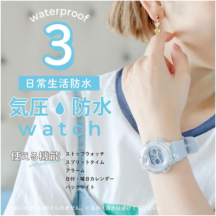 腕時計 レディース シャボン デジタル キッズ 3気圧防水 日常生活防水 カジュアル 韓国 オーロラ クリア アラーム カレンダー付 曜日 大きめ フィールドワーク | field work | 06