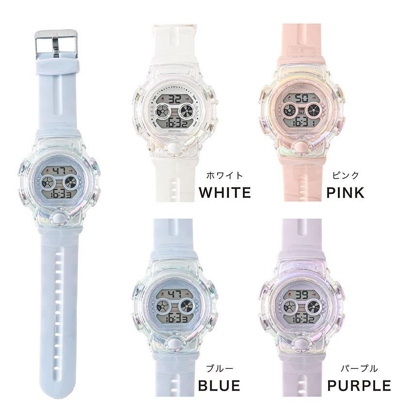 腕時計 レディース シャボン デジタル キッズ 3気圧防水 日常生活防水 カジュアル 韓国 オーロラ クリア アラーム カレンダー付 曜日 大きめ フィールドワーク | field work | 07