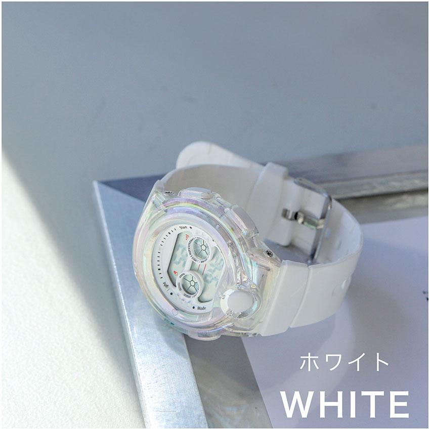 腕時計 レディース シャボン デジタル キッズ 3気圧防水 日常生活防水 カジュアル 韓国 オーロラ クリア アラーム カレンダー付 曜日 大きめ フィールドワーク | field work | 09