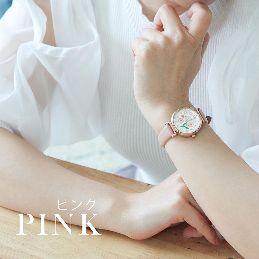 腕時計 レディース 革ベルト ラーレ かわいい 上品 花柄 刻印 通勤 通学 仕事用 ビジネス くすみカラー ニュアンスカラー チューリップ 高品質 フィールドワーク | field work | 09