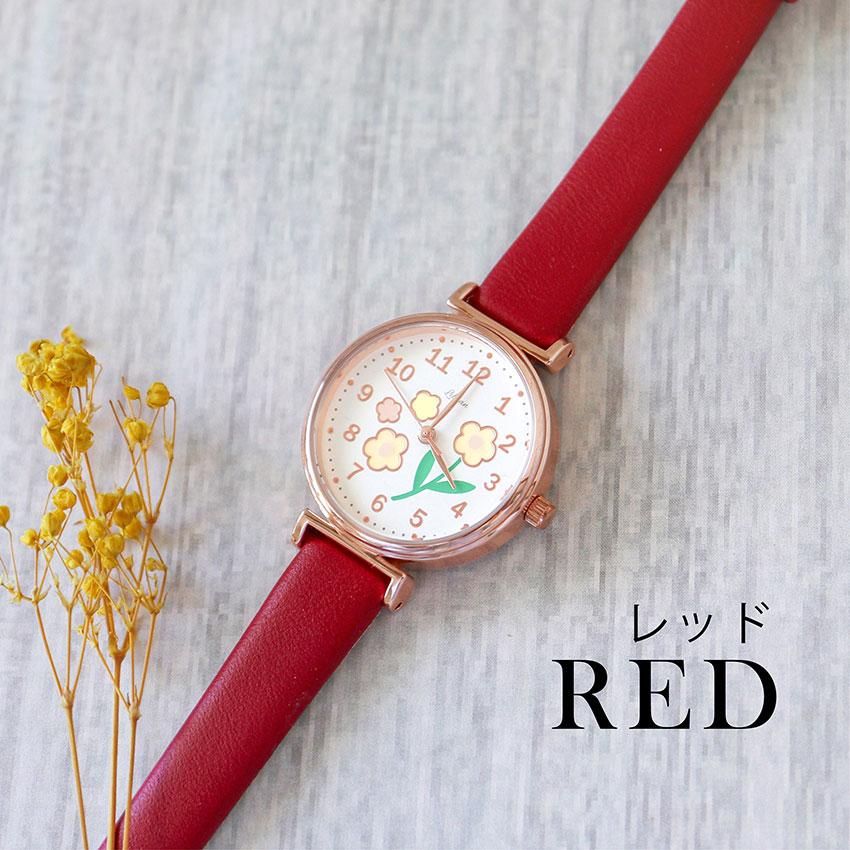腕時計 レディース 革ベルト ラーレ かわいい 上品 花柄 刻印 通勤 通学 仕事用 ビジネス くすみカラー ニュアンスカラー チューリップ 高品質 フィールドワーク | field work | 12