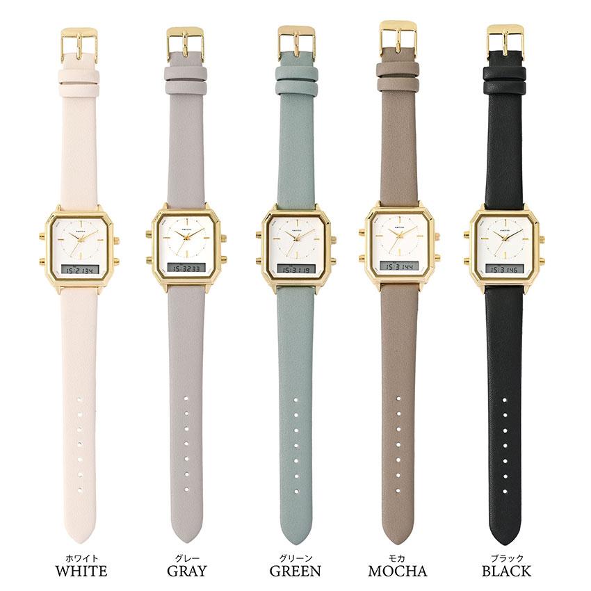 腕時計 レディース 革ベルト デジタル アナログ アナデジ カクデジ レクタングル アラーム ストップウォッチ 日付 高見え 通勤 通学 ビジネス フィールドワーク | field work | 07