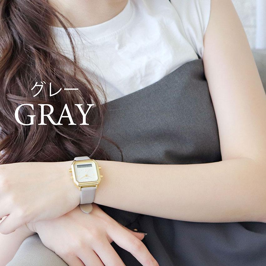 腕時計 レディース 革ベルト デジタル アナログ アナデジ カクデジ レクタングル アラーム ストップウォッチ 日付 高見え 通勤 通学 ビジネス フィールドワーク | field work | 11