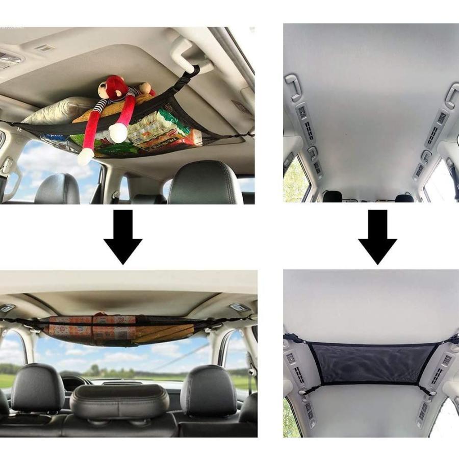 Atpwonz車用天井ネット 天井ルーフネット2層ネット ジッパー付きラゲッジネット 天井収納 数量限定セール 車中泊 収納に便利 荷物固定 荷物 落下防止