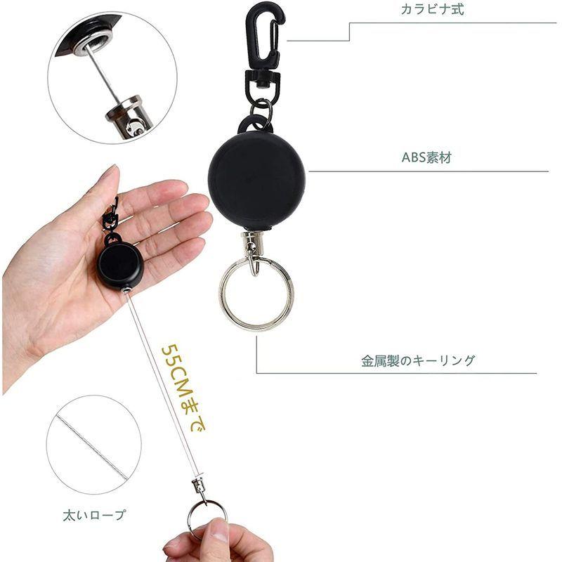 キーリール 強力リールキーホルダー ワイヤー リール アウトドア 伸縮55cmスチールワイヤー 紛失防止 カラビナ付 ブラック 3個セット Fifthshop 通販 Yahoo ショッピング