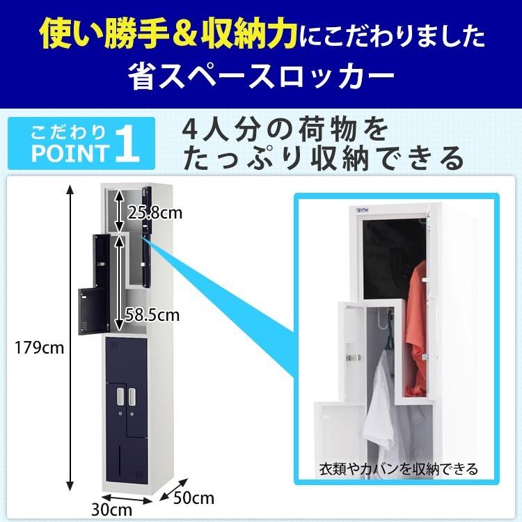 スリムロッカー 4人用L字 オフィス 更衣室 鍵付き 完成品 おしゃれ 1列