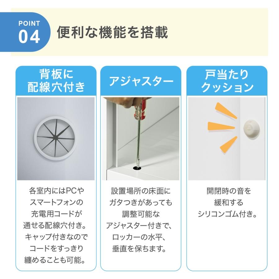 スチールロッカー 6人用 オフィス 更衣室 鍵付き 3列 2段 ホワイト 白