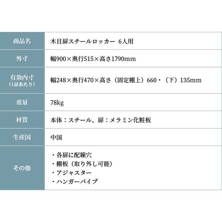 木製ロッカー 6人用 オフィス 更衣室 木目 鍵付き 3列 2段 ダーク