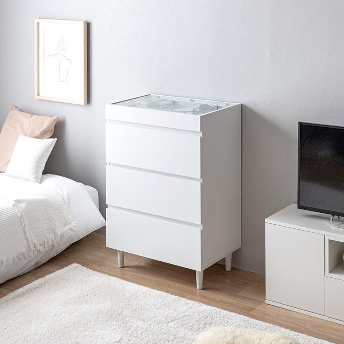 チェスト ショーケース付きチェスト 60cm ガラス天板 引き出し 収納