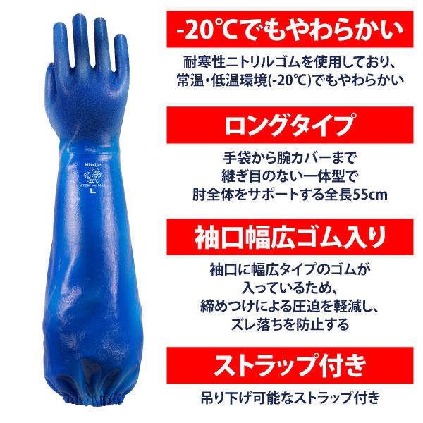 アトム 作業用手袋 耐油手袋 ニトリルゴム手袋 メンズ M-LLサイズ 即日
