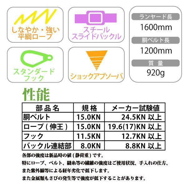 安全帯 胴ベルト型 ポリマーギヤ 新規格 ランヤード TSN-S51S