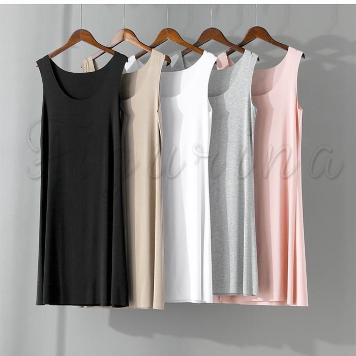 タンクワンピース 送料無料 レディース ノースリーブ 無地 膝丈 膝上 タンクトップ ネグリジェ インナー 大きいサイズ ストレッチ 重ね着 春夏秋 02fwp727 Figurina 通販 Yahoo ショッピング