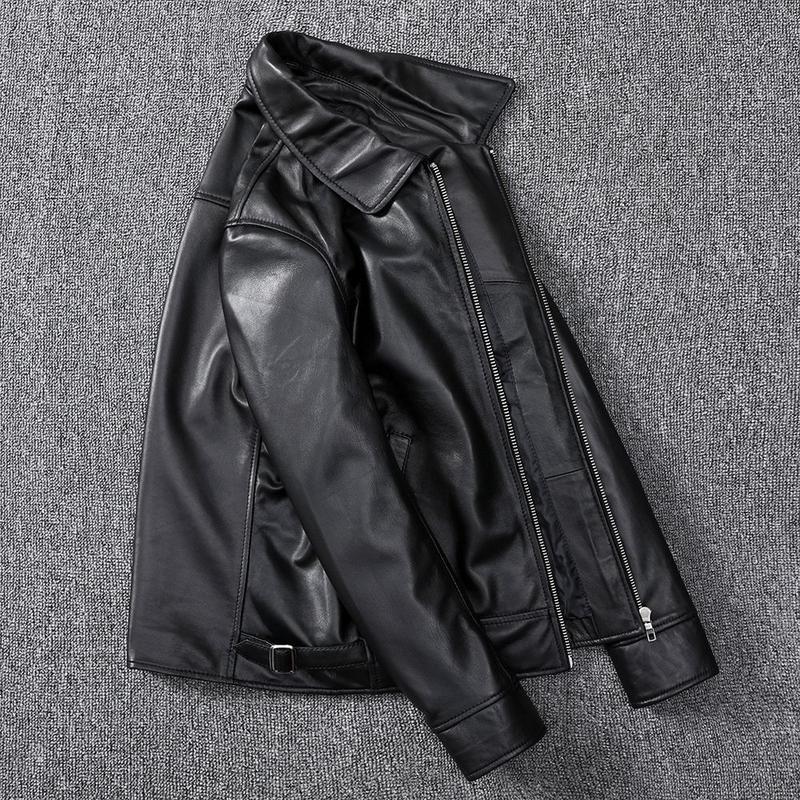 ラム革ジャケット 本革 メンズ ショートコート 防風 保温性 レザーアウター 革ジャン ブルゾン 秋服 ジップアップ バイク ビジネス_5