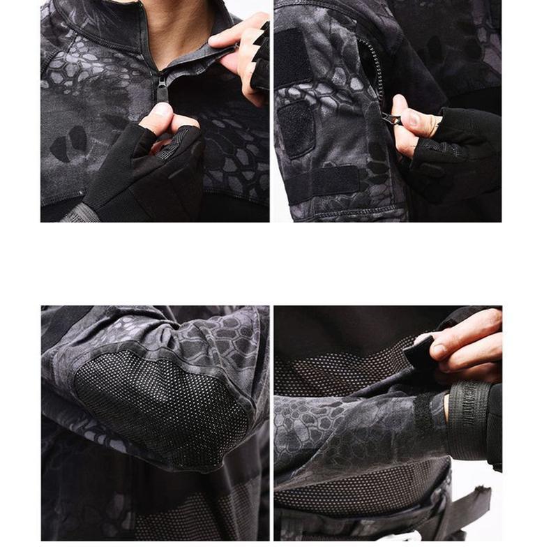 戦闘服 タクティカルパンツ ミリタリー 長袖 tシャツ メンズ BDU 上下 セット サバゲー 作業着 ハニカム迷彩 ストレッチ 通気速乾_23
