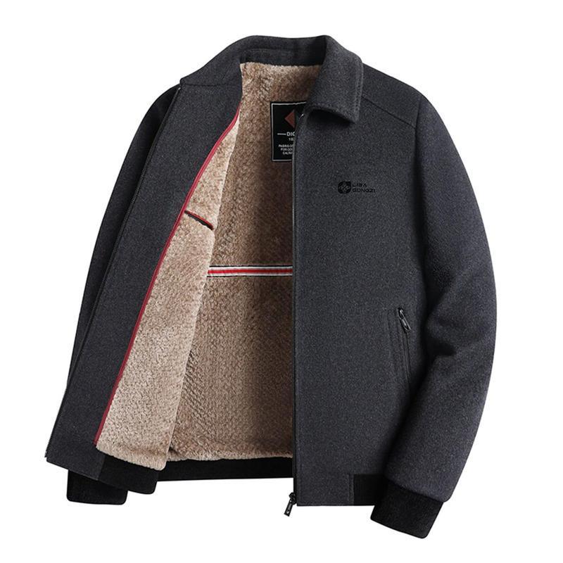 ウールジャケット 裏ボア 厚手 シニアアウター メンズ ジャンパー 保温