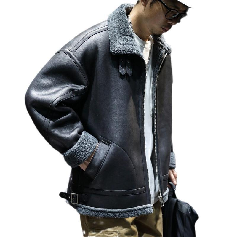 B-3 フェイクムートンジャケット ライダースジャケット メンズ