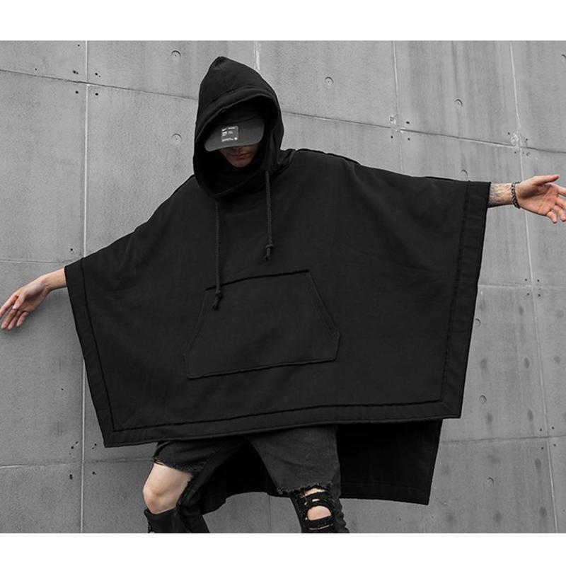 メンズ マント スウェット フード付き 長袖シャツ 暗黒系 原宿 日系