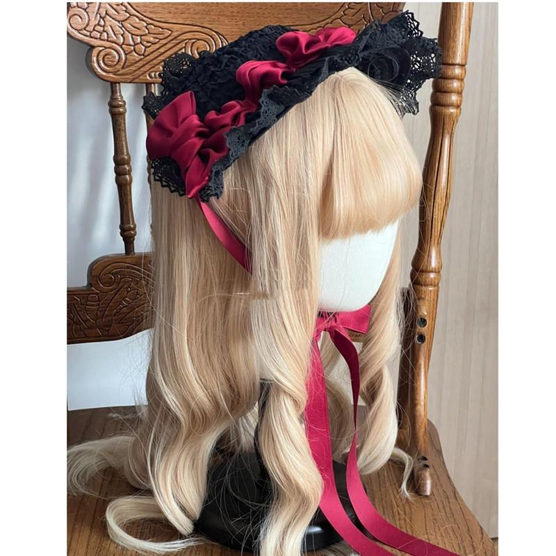 ロリータ帽子 髪飾り ベレー帽 黒 紫 ピンク ヘッドドレス ボンネット