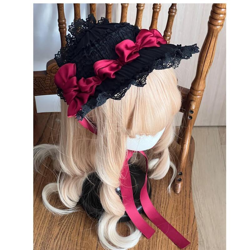 ロリータ帽子 髪飾り ベレー帽 黒 紫 ピンク ヘッドドレス ボンネット