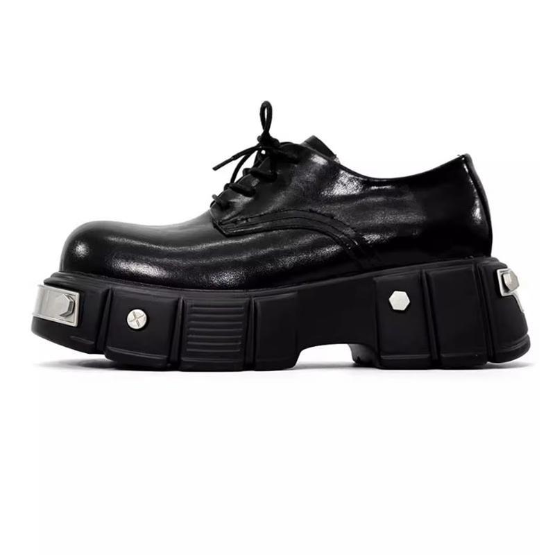 ビジネスシューズ メンズ 厚底 スタッズ おでこシューズ 革靴 5cm