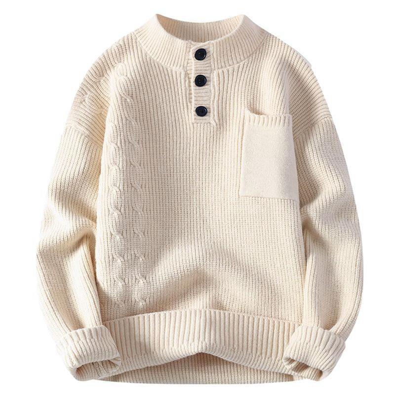 ニットセーター メンズ セーター 春秋 長袖 通気性 ハイネック 胸