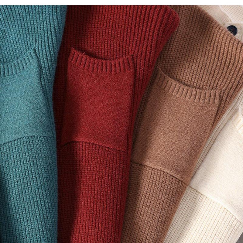 Y'S for men ハイネック ポケット付き 長袖ニット セーター ブラウン ニットセーター メンズ セーター 春秋 長袖 通気性 ハイネック 胸