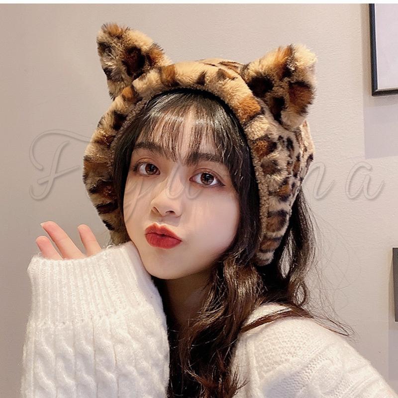 耳あて レディース イヤーマフ 耳カバー 猫耳付き ヒョウ柄 もこもこ ウォーマー 防寒 暖かい 超可愛い アウトドア 秋冬物 きれいめ おしゃれ 送料無料 em0004 Figurina 通販 Yahoo ショッピング